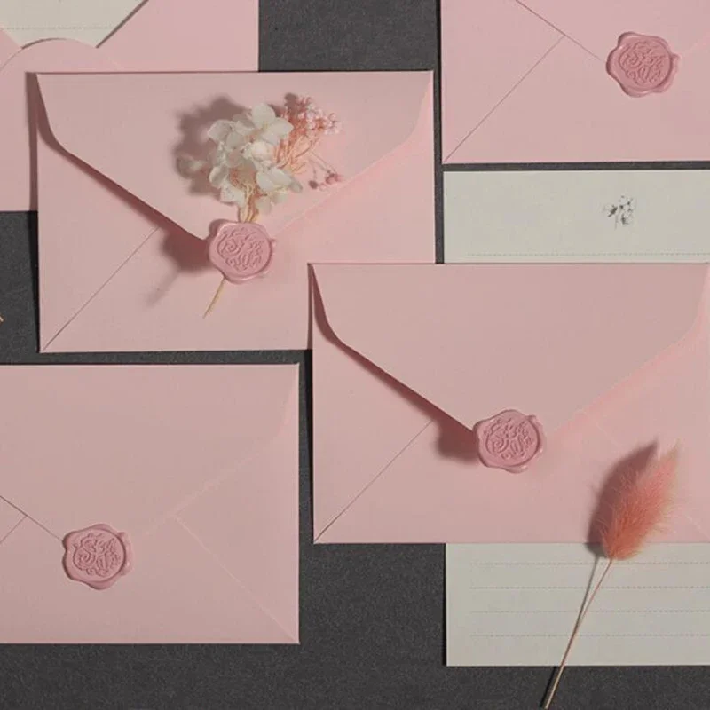 Wax Seal Stamp Kit - 5pcs Romantic Pink Envelopes European Style