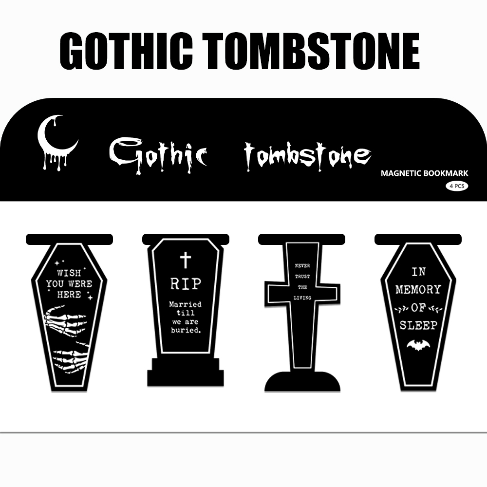 Bookmark Magnetic Clip - 4PCS Creative Gothic Gothic tombstone Magnetic