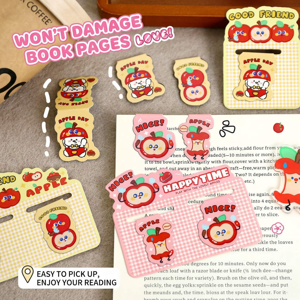 Bookmark Magnetic Clip - 2Pcs Cute Apple Magnetic Bookmarks Page