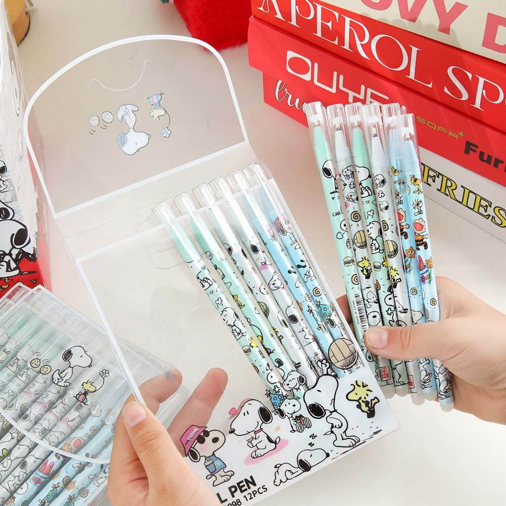 12 Pcs/Set Kawaii Snoopy Erasa - Gel Ink Pen Set ulasan dan harga