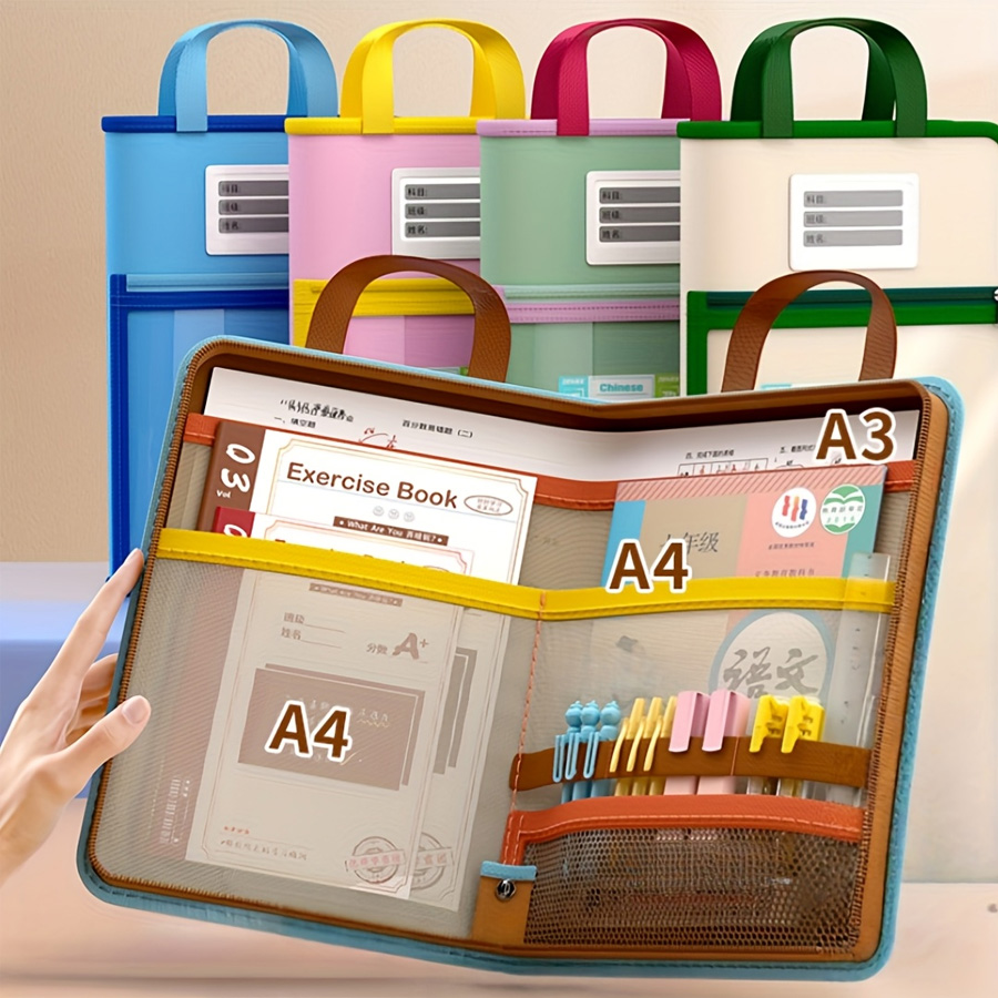 L-shaped A4 file bag, large op - Portfolio Folder Zip ulasan dan harga