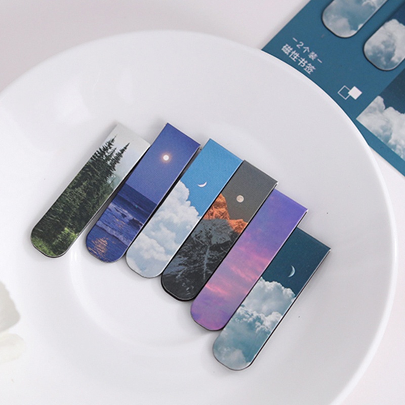 2pcs Fantasy Landscape Themed  - Bookmark Magnetic Clip ulasan dan harga