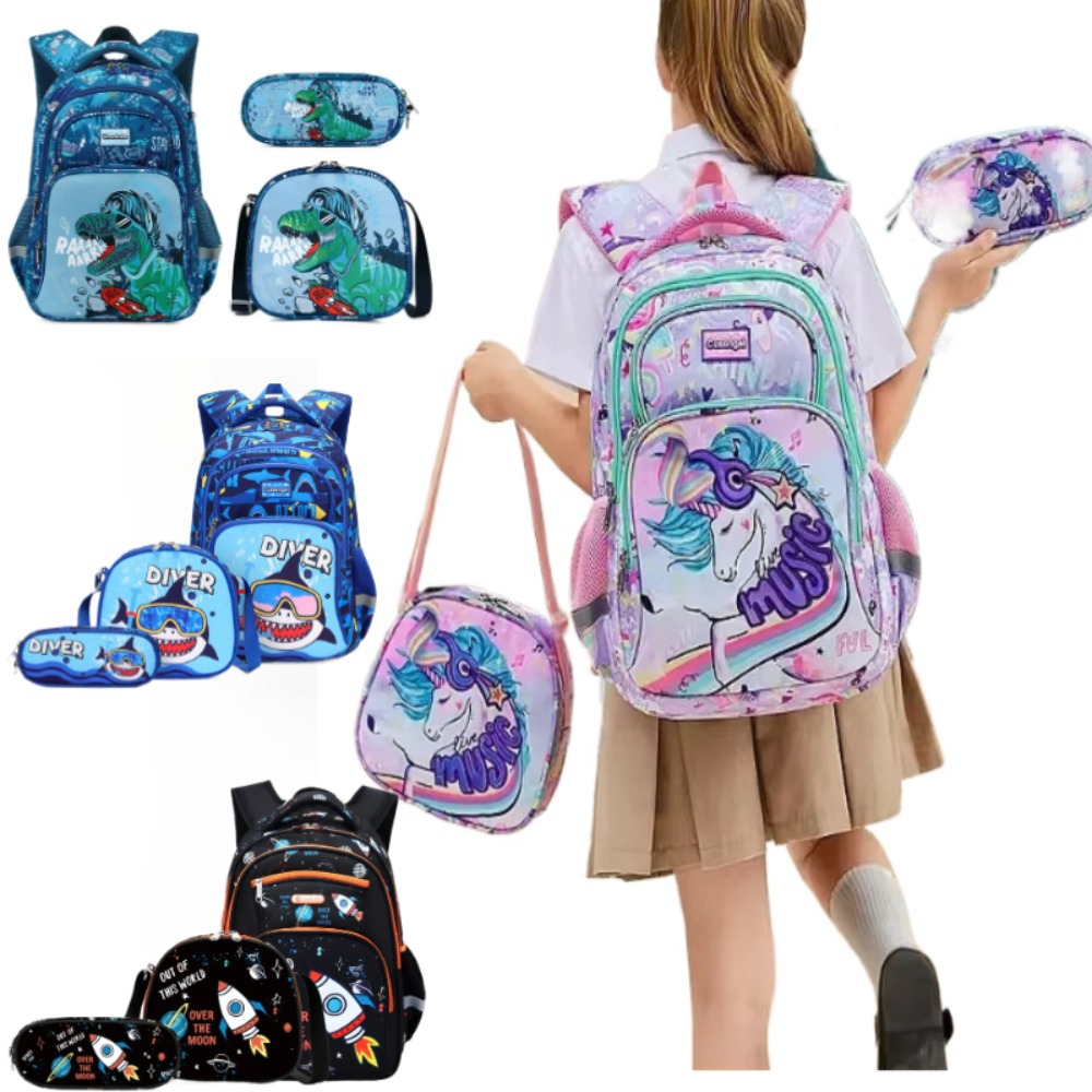 3PCS Kids Backpack Set Unicorn - Pencil Case Large ulasan dan harga