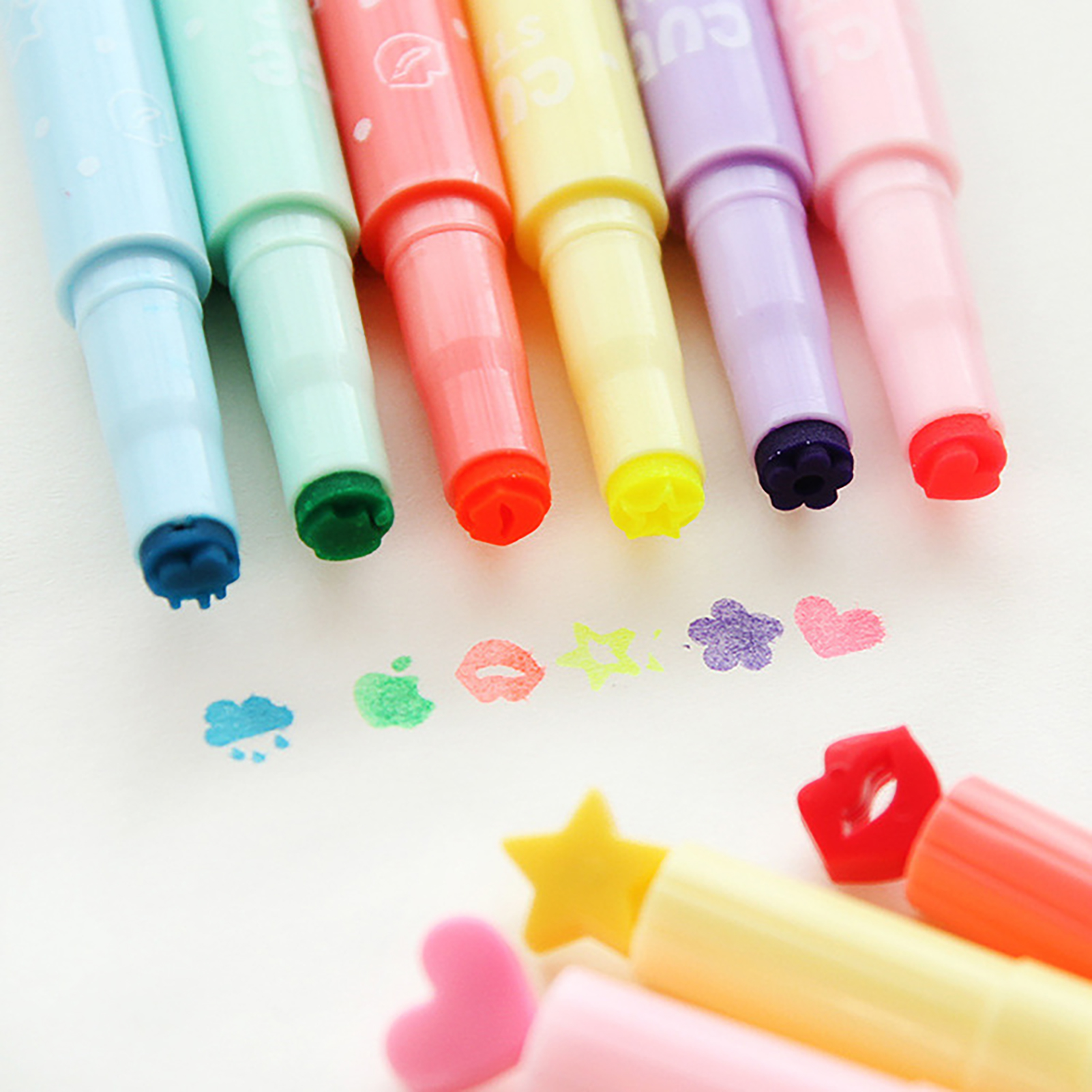 Fluorescent Cute Stamp Marker  - Highlighter Set Pastel ulasan dan harga