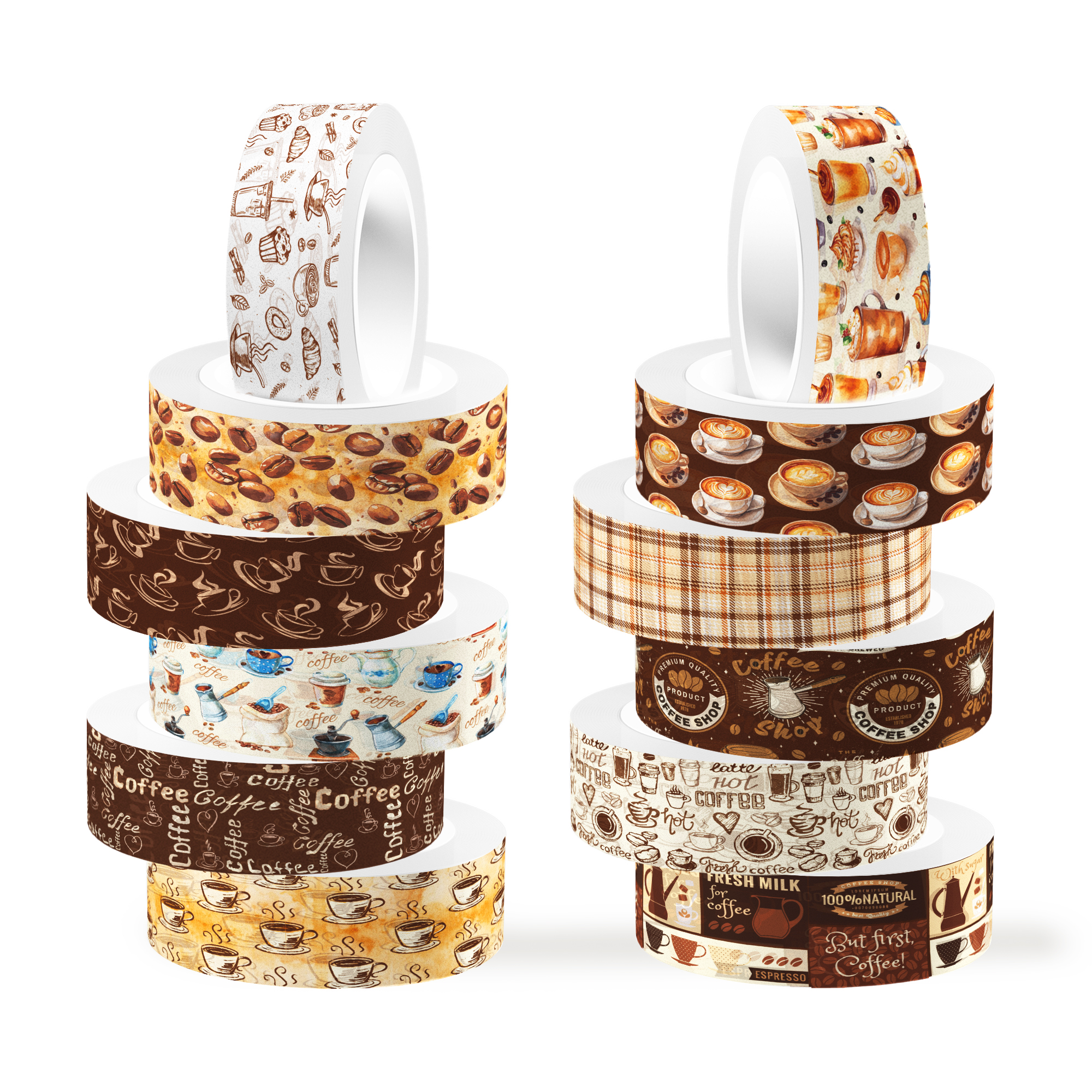 Vintage Coffee Pattern Washi T - Washi Tape Set ulasan dan harga