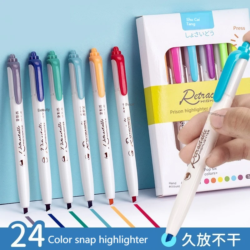 6Colors/set Morandi Retractabl - Highlighter Set Pastel ulasan dan harga
