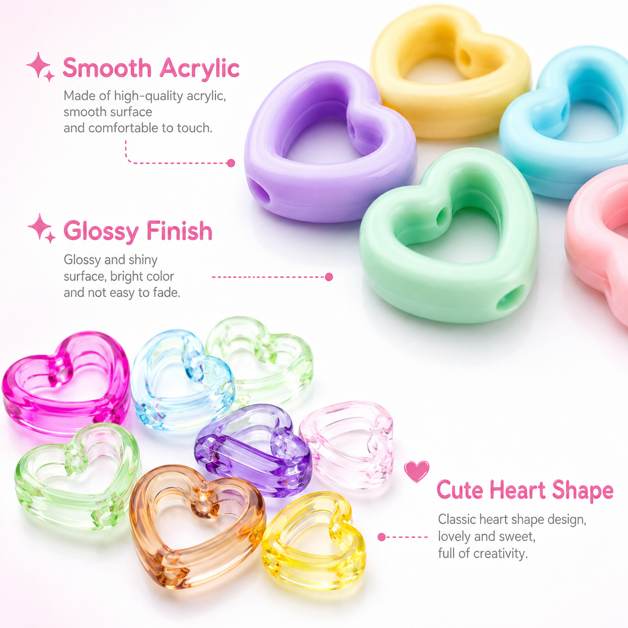 30Pcs Multicolor Clear Heart A - Stationery Supplier ulasan dan harga