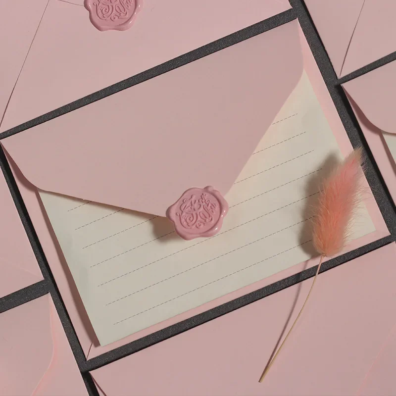 5pcs Romantic Pink Envelopes E - Wax Seal Stamp Kit ulasan dan harga