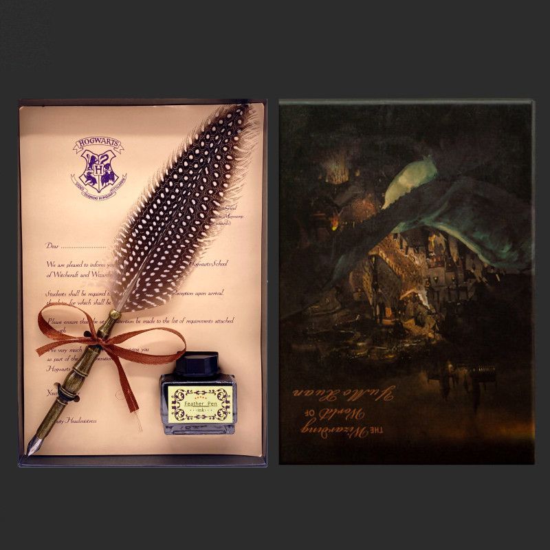 Vintage Wizard Feather Dip Pen - Calligraphy Ink Bottle ulasan dan harga