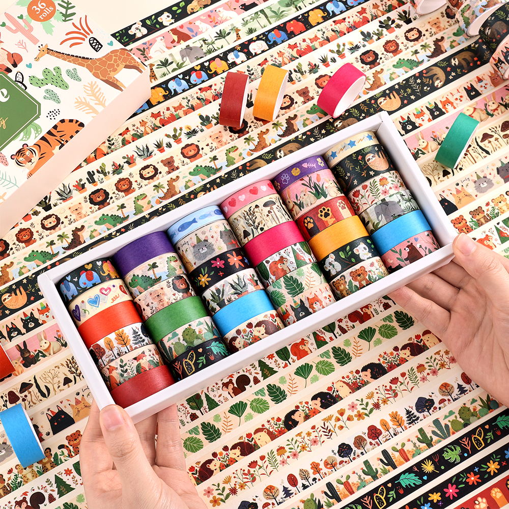 36 Rolls Vintage Animal Party  - Washi Tape Set ulasan dan harga