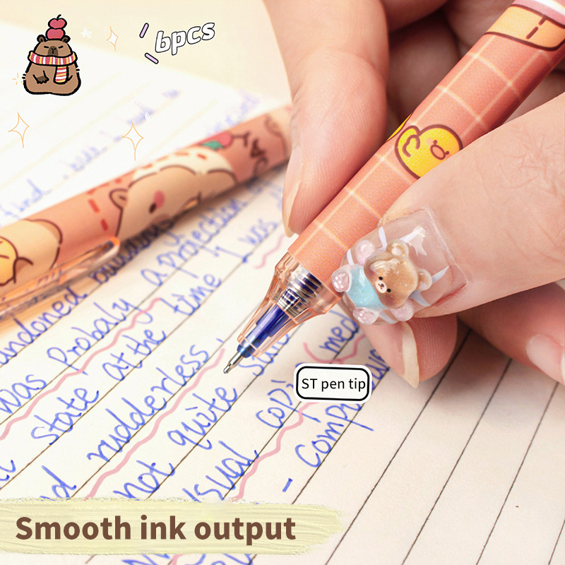 6Pcs Lovely Black and Blue Gel - Gel Ink Pen Set ulasan dan harga