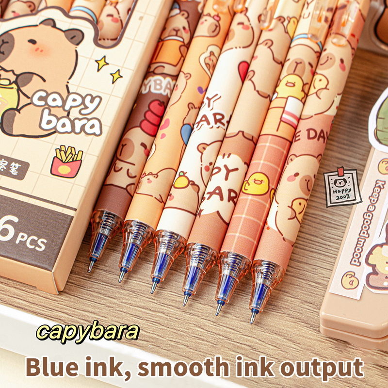 6Pcs Lovely Black and Blue Gel - Gel Ink Pen Set ulasan dan harga