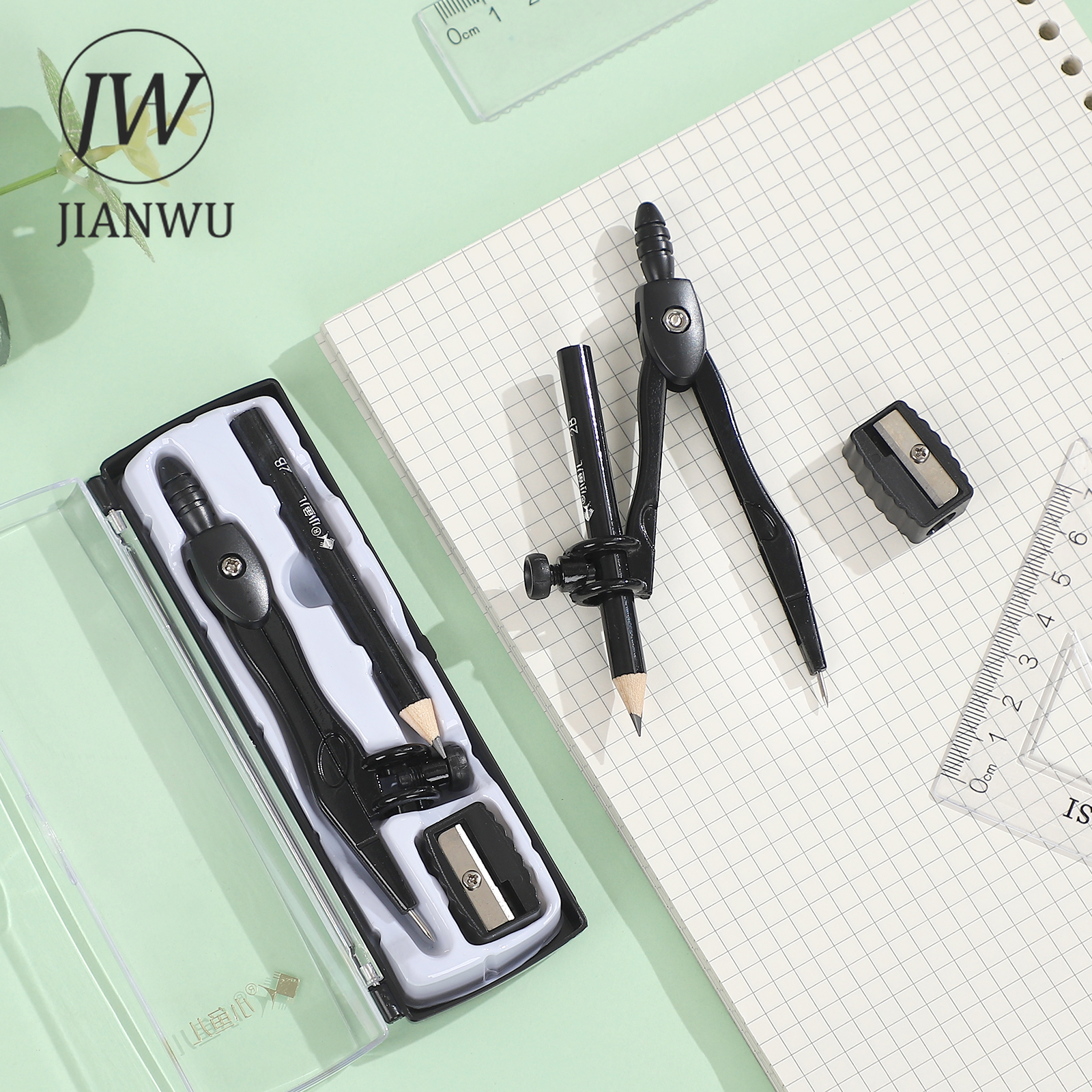 JIANWU Black Metal Compass Geo - Compass Geometry Set ulasan dan harga