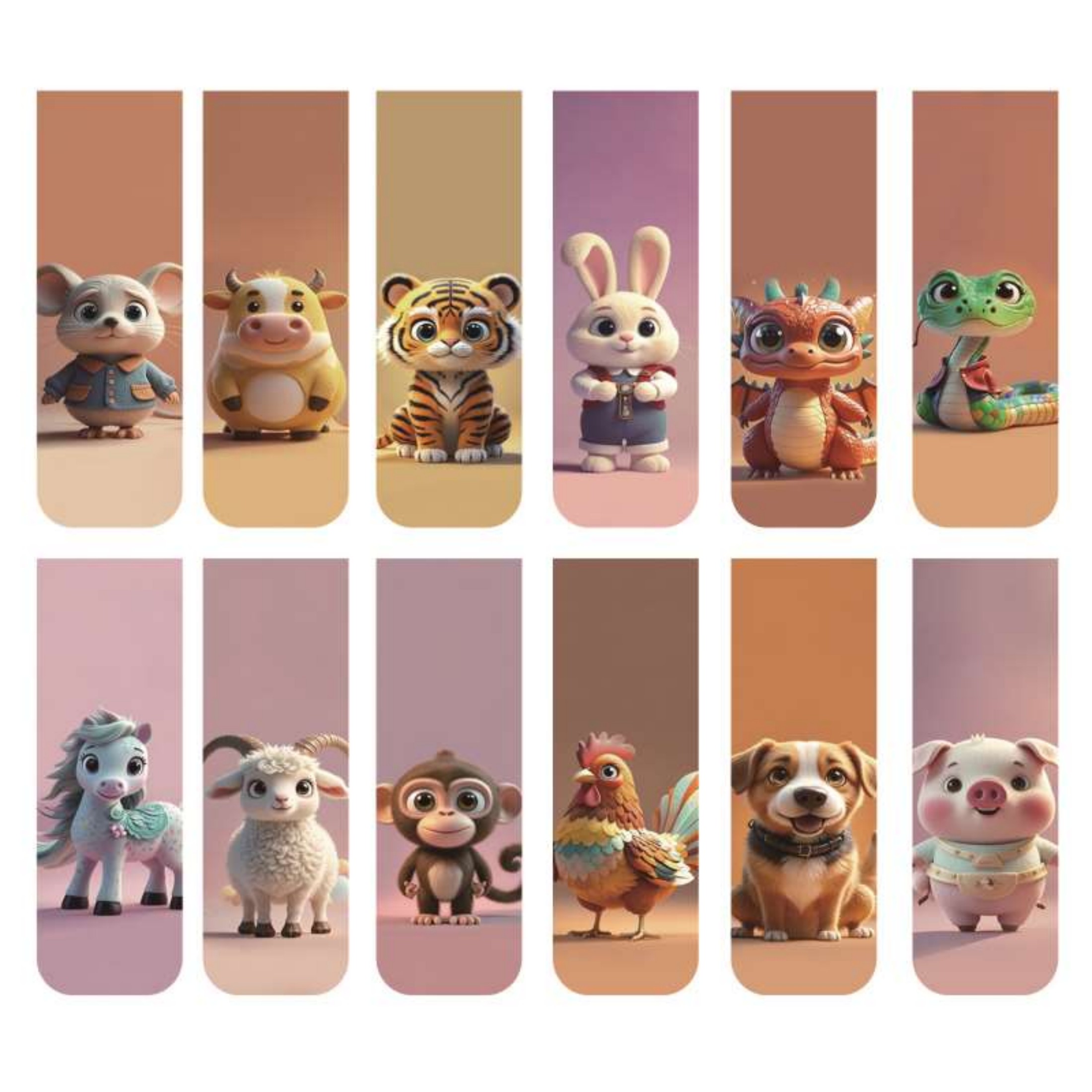 12pcs Adorable Twelve Animal M - Bookmark Magnetic Clip ulasan dan harga