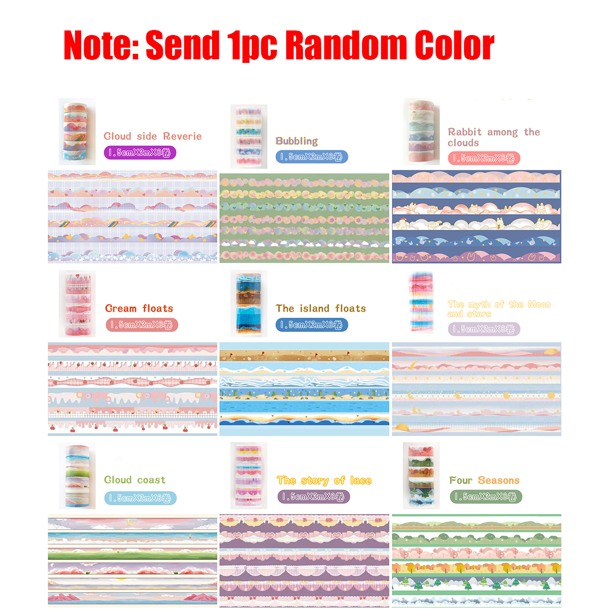 6roll/set Random Color Landsca - Washi Tape Set ulasan dan harga