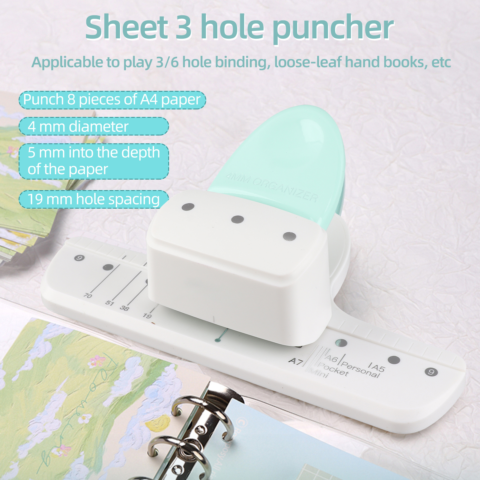 New 4mm Hole Puncher Daily Pla - Paper Punch 3 Hole ulasan dan harga