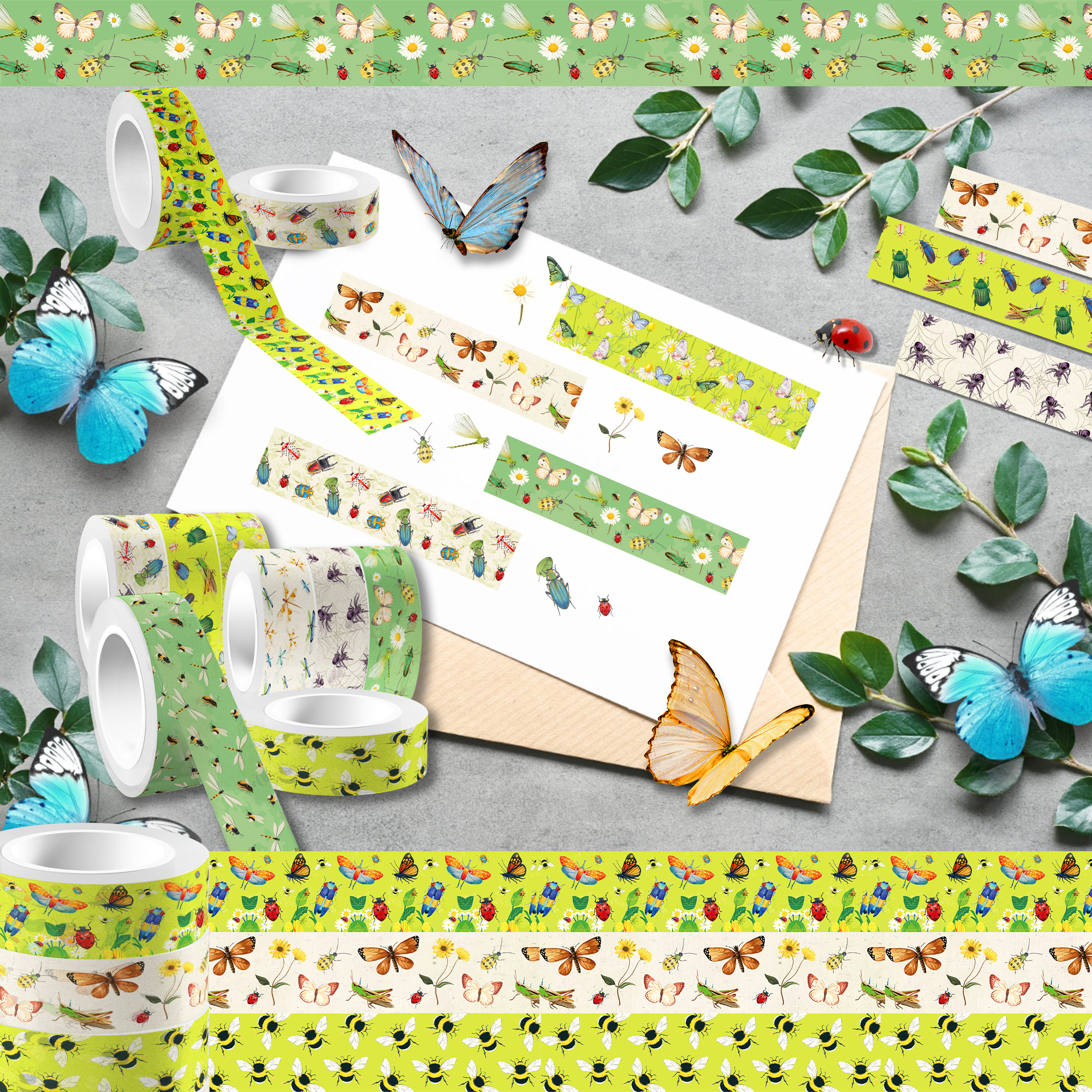 12 Rolls Cartoon Insect Bee Bu - Washi Tape Set ulasan dan harga
