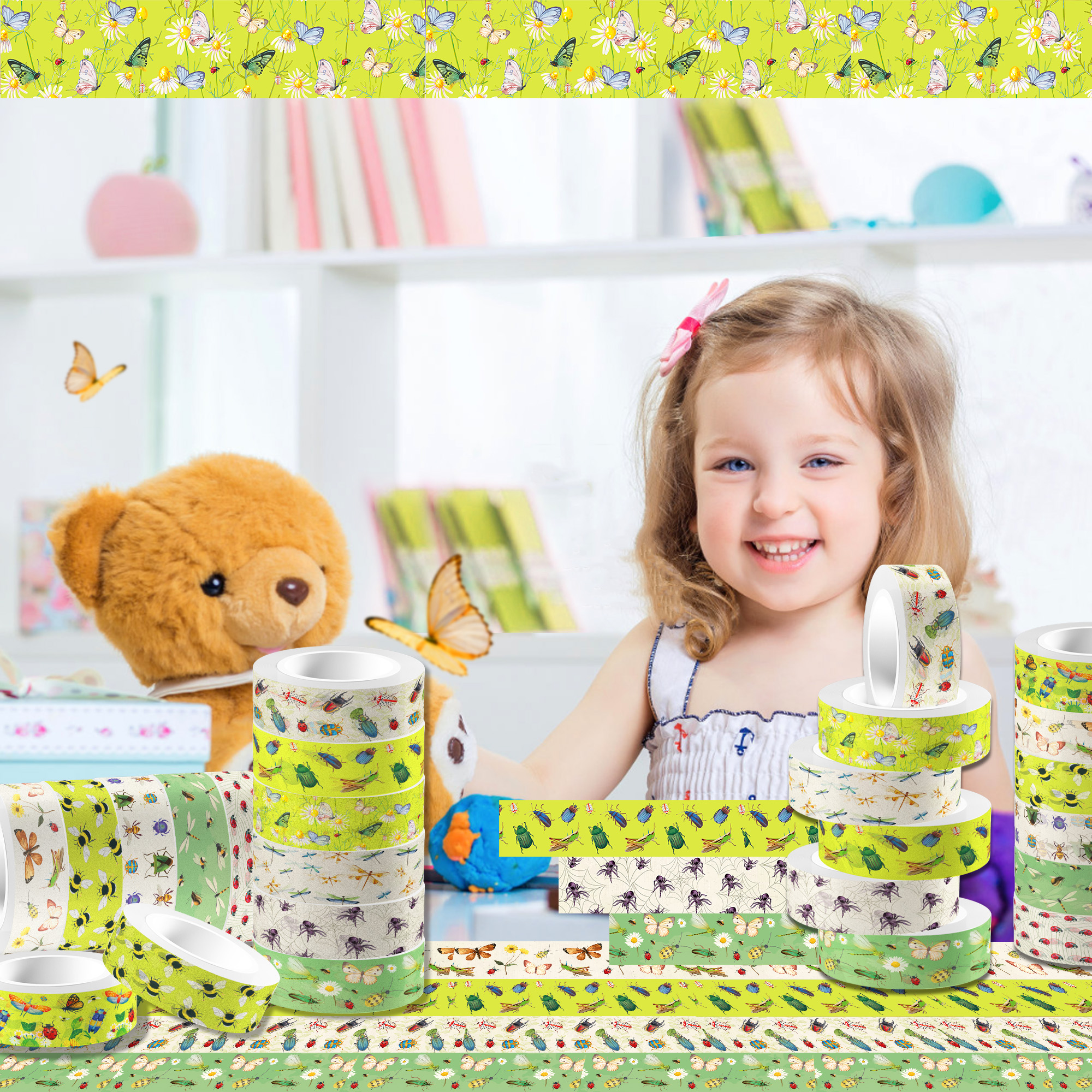 12 Rolls Cartoon Insect Bee Bu - Washi Tape Set ulasan dan harga