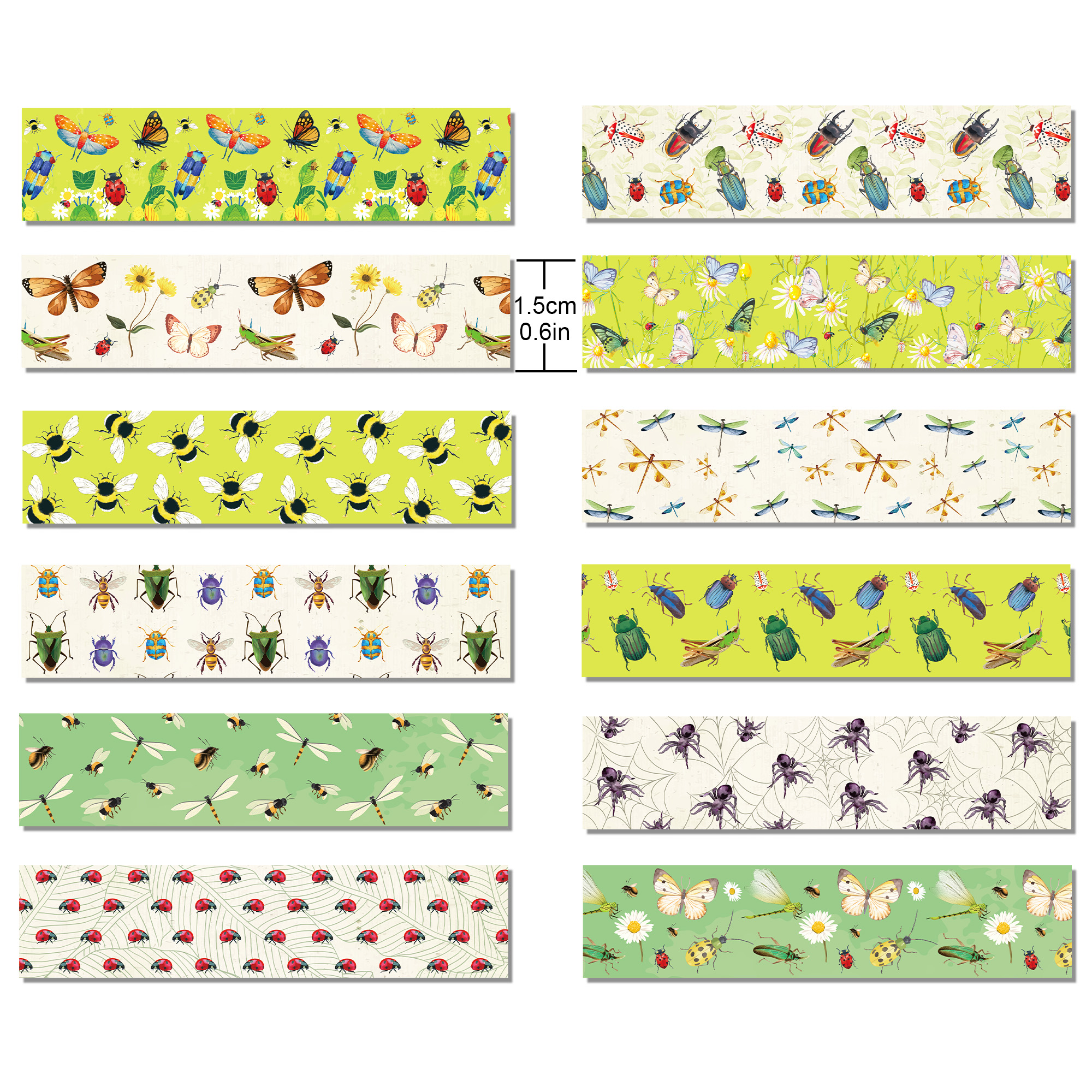 12 Rolls Cartoon Insect Bee Bu - Washi Tape Set ulasan dan harga