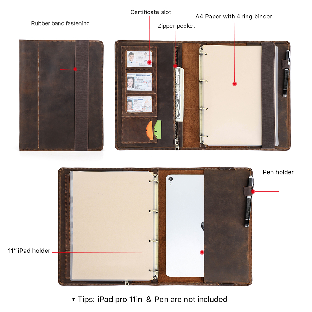 Luxury Retro Business A4 Noteb - Portfolio Folder Zip ulasan dan harga
