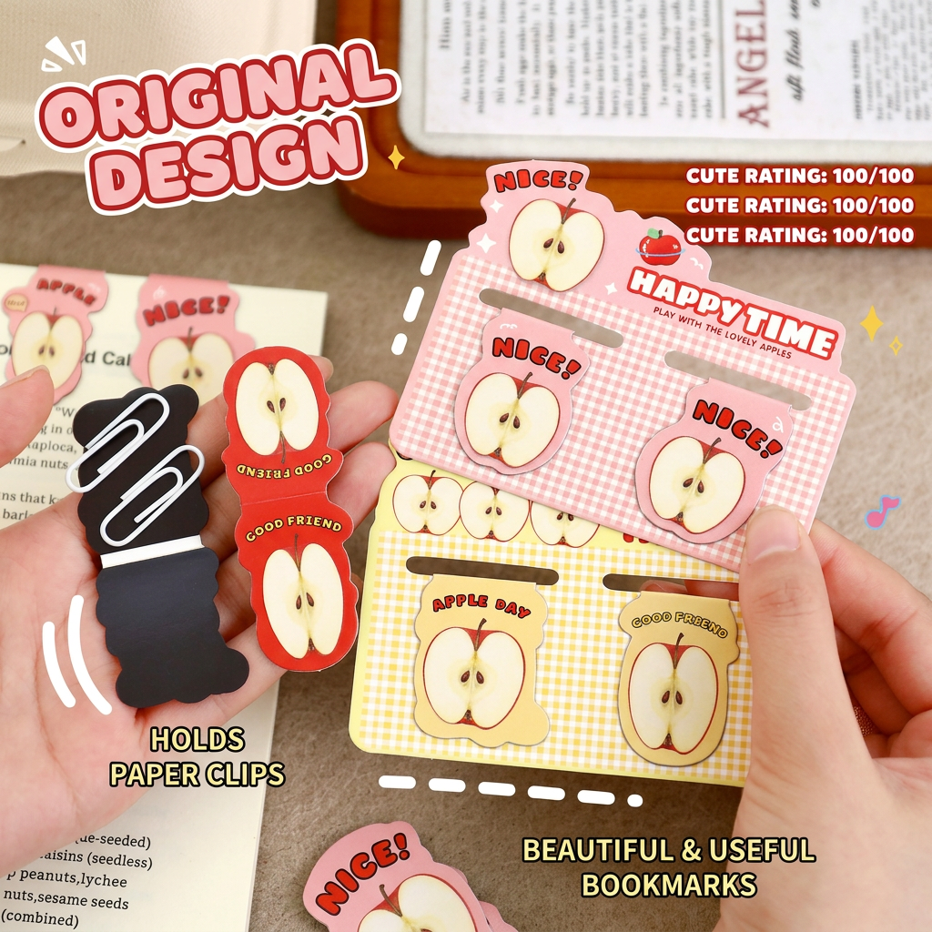 2Pcs Cute Apple Magnetic Bookm - Bookmark Magnetic Clip ulasan dan harga