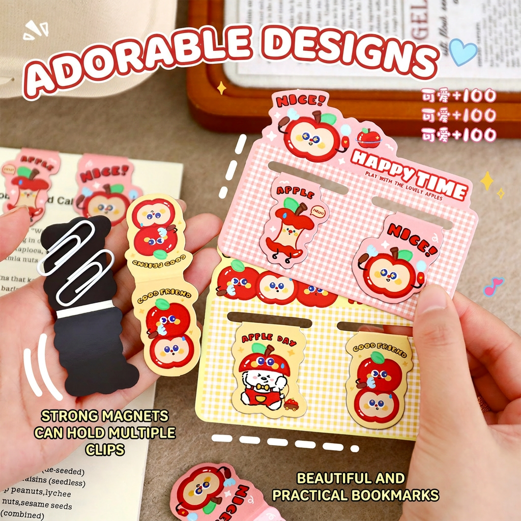 2Pcs Cute Apple Magnetic Bookm - Bookmark Magnetic Clip ulasan dan harga